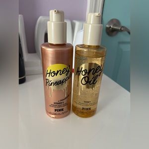 Pink Victoria Secret Honey Oil & Honey Pineapple Radient Body Glow